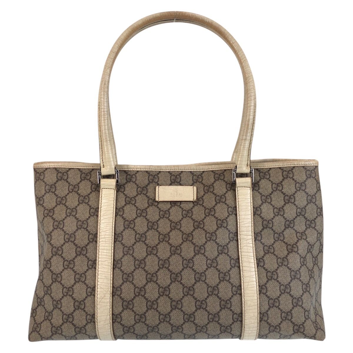 GUCCI グッチ ベージュ ホワイト白 GGスプリームキャンバス/レザー 