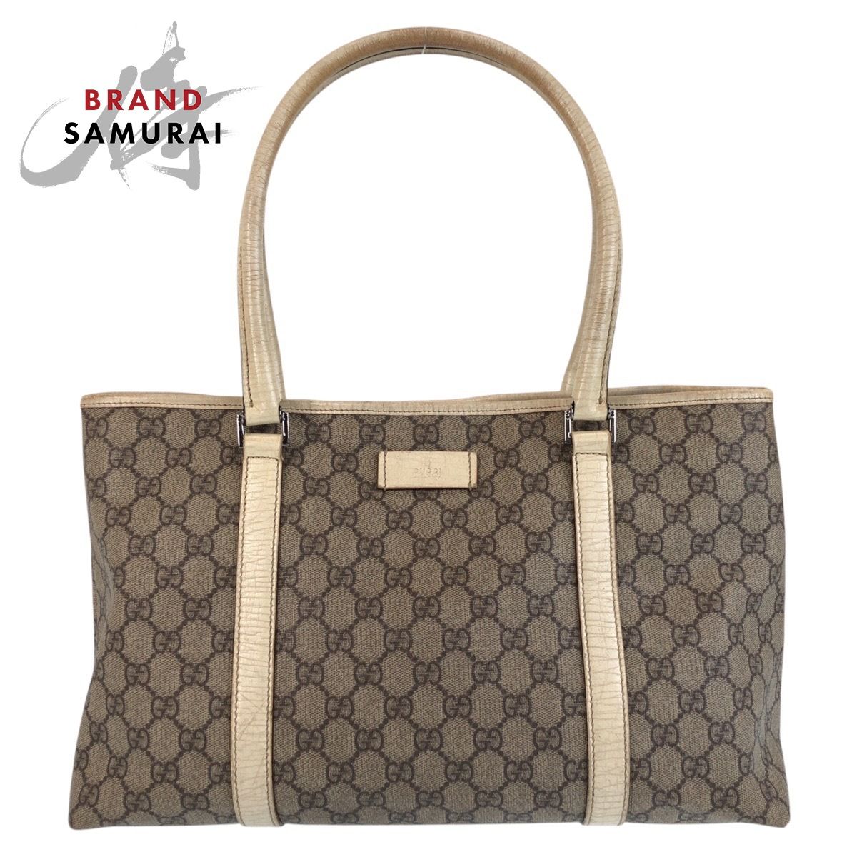 GUCCI グッチ ベージュ ホワイト白 GGスプリームキャンバス/レザー