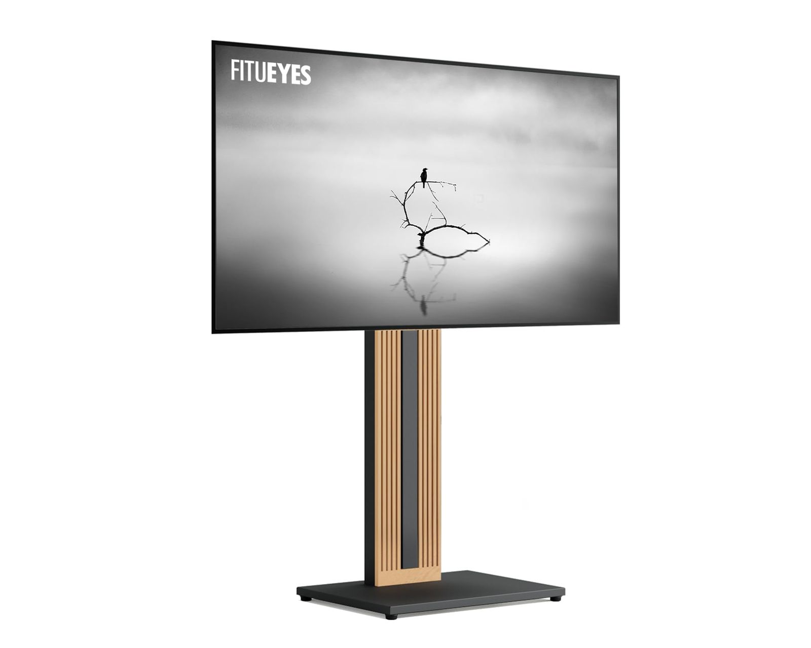 新品 FITUEYES DESIGN 木製テレビスタンド 和風 32～65インチ対応 強化ベース 首振り 壁寄せ TVスタンド ハイタイプ 高さ調節可能 耐荷重40kg ZENシリーズ