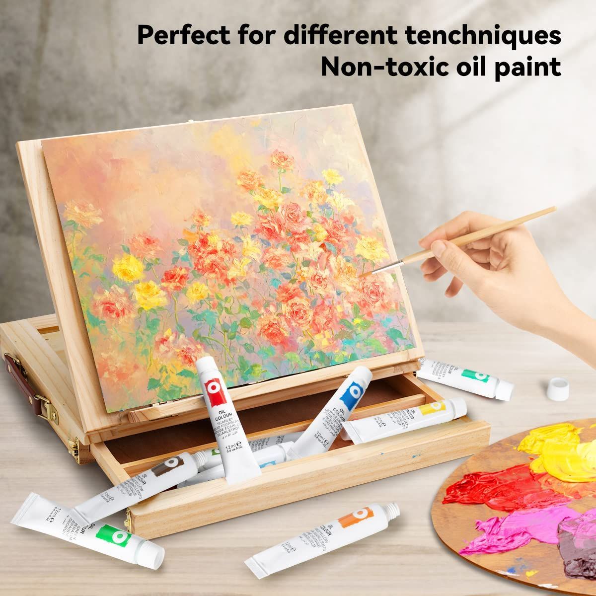 数量限定】キャンバス絵画用の豊富な顔料油ベースの絵の具、初心者