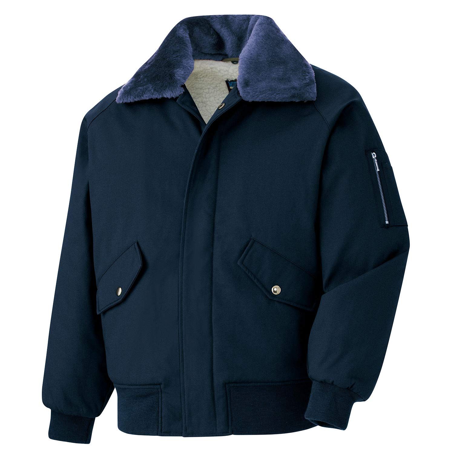 新品 [ミドリ安全] 防寒服 作業着 メンズ 長袖 パイロットジャンパー 綿 撥水 ボア付 PJ17 上 紺 M