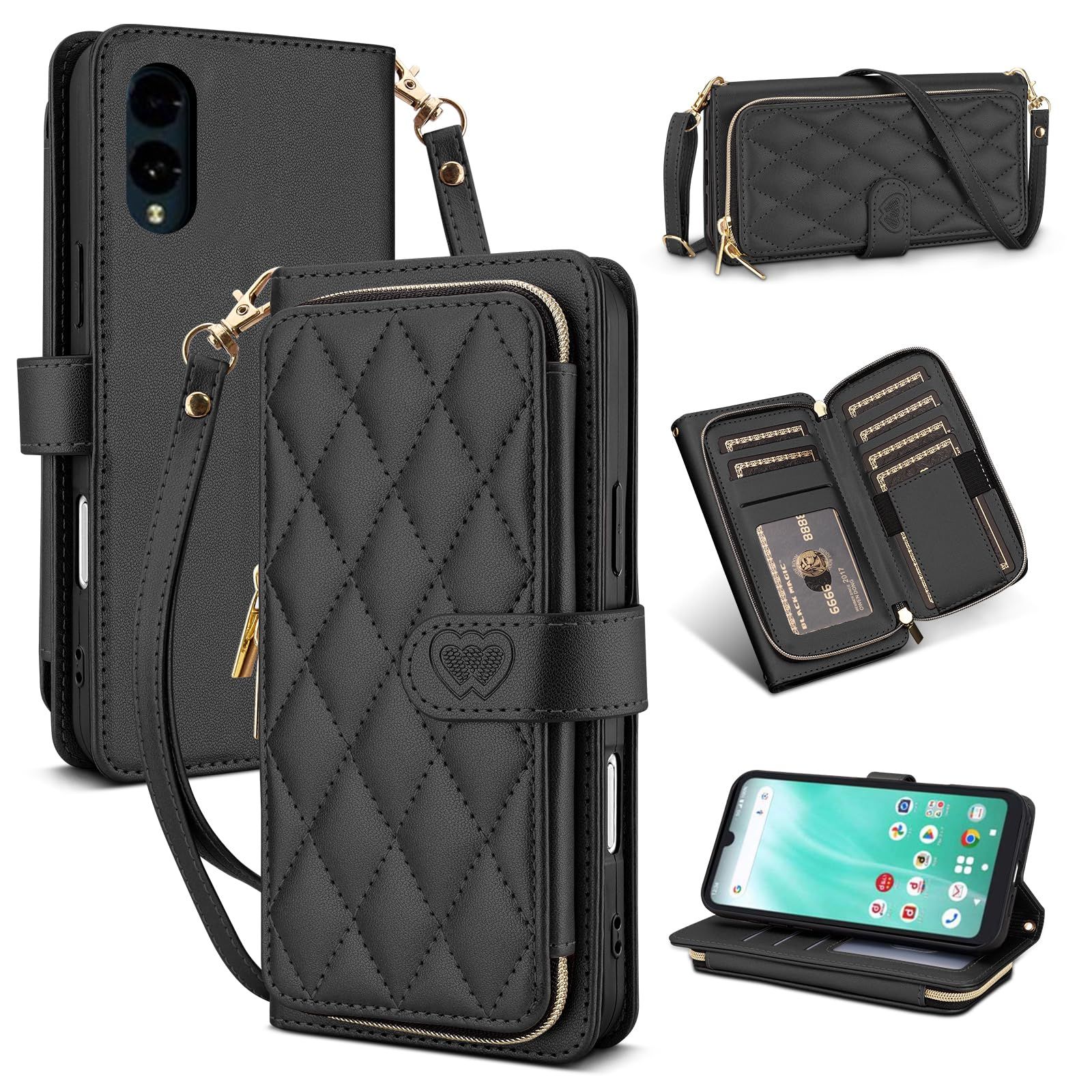 新品 【Succtopy】arrows we2 f-52e ケース 手帳型 ショルダー 肩掛け 