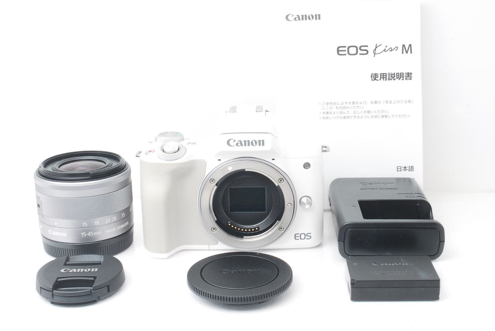 ☆お洒落ホワイト♪高性能ミラーレス！スマホ転送OK☆キヤノン EOS