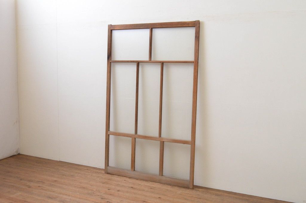 ▼現状販売▼ 幅広ガラス戸1枚 ヴィンテージ建具 昭和中期 大正ロマン モールガラス入り 4～7営業日前後で発送(※修理加工希望の方3ヶ月程で発送) R-067170