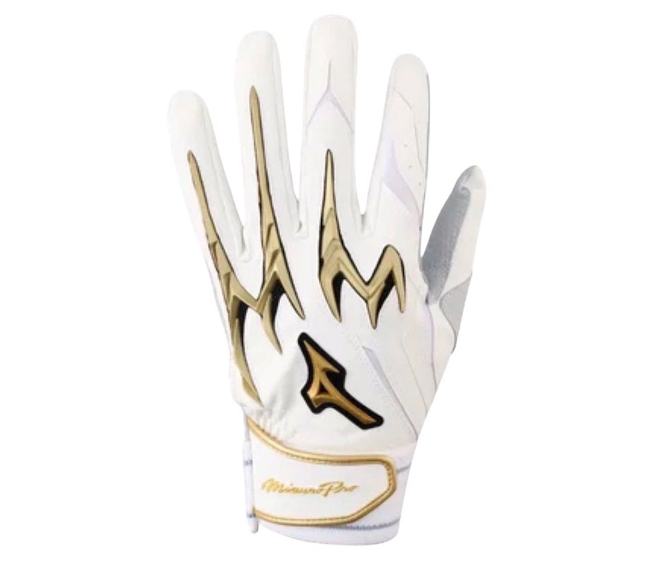 【限定デザイン】MIZUNO USA 野球 バッティンググローブ 両手用 高グリップ バッティング手袋　ホワイトゴールド　Mizuno Pro PowerArc Baseball Batting Glove　WHITE-GOLD