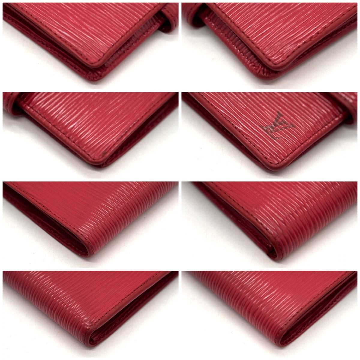 赤に滲む余裕】 LOUIS VUITTON 二つ折り財布 エピ ポルトビエ