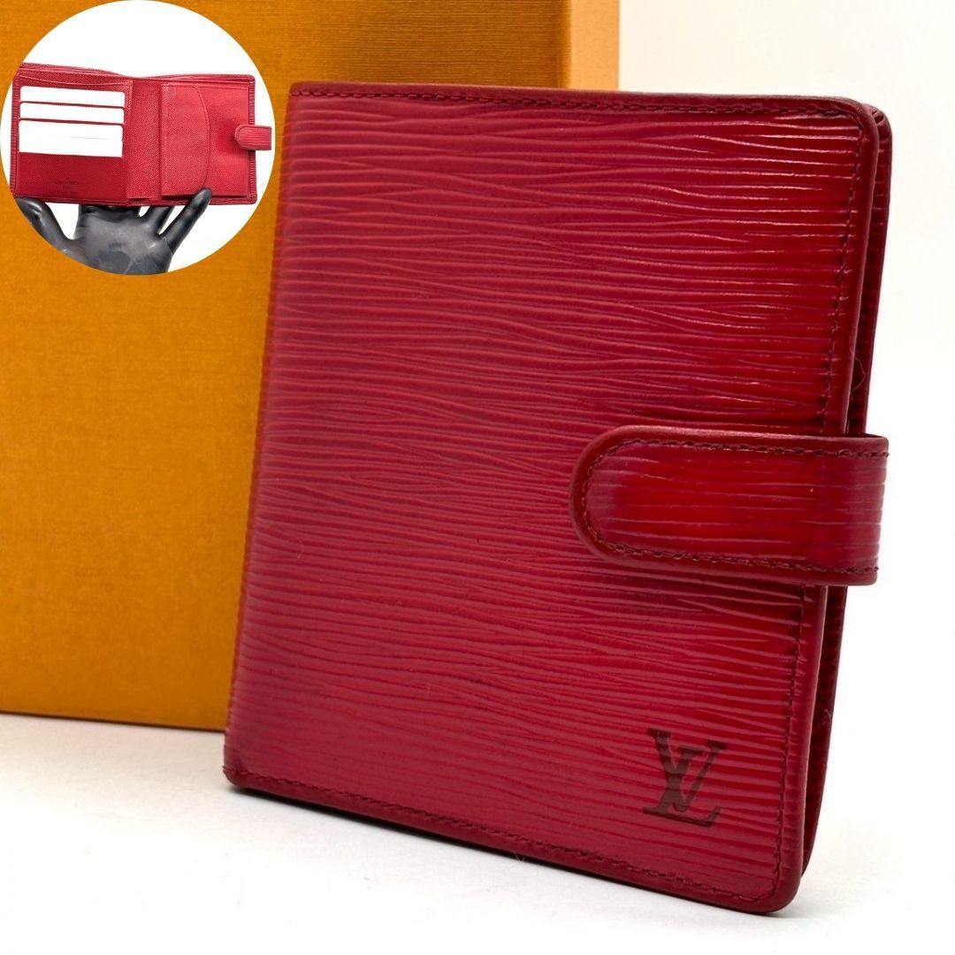 新品　ルイヴィトン　エピ　 財布　ポルト　ビエ コンパクト　レッド　赤 赤に滲む余裕】 LOUIS VUITTON 二つ折り財布 エピ ポルトビエ