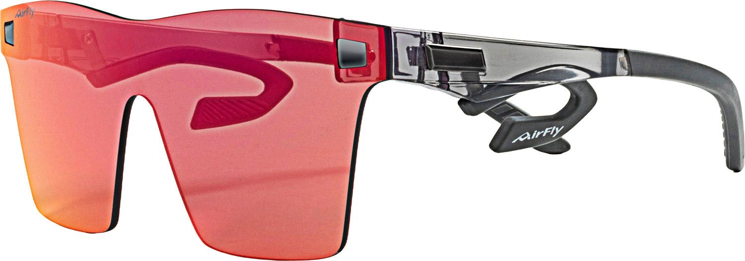 エアフライ Airfly AF-501スポーツカジュアルサングラス偏光レンズ装着モデル クリアーグレー×偏光パープルミラー 世界特許取得 鼻パッド無し 反射光 軽量 熱中症対策 眼鏡 AF501C4 フレーム/クリアーグレー