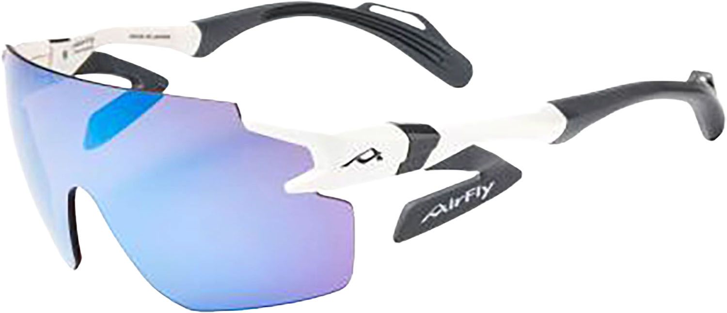 エアフライ Airfly 鼻パッドがないスポーツサングラス AF-302 C-5WP パールホワイト偏光ブルーピンクミラーワイドプロテクトレンズ装着 AF302C5WP フレーム/パールホワイト