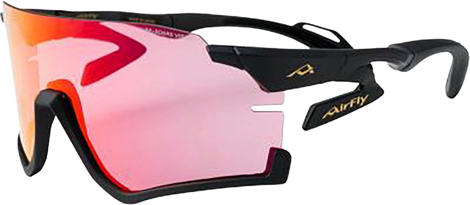 エアフライ Airfly 鼻パッドがないスポーツサングラス AF-306 C-2RE ブラックマット ピンクミラーシリンダーレンズ装着 防曇加工・撥水加工 AF306C2 フレーム/ブラックマット