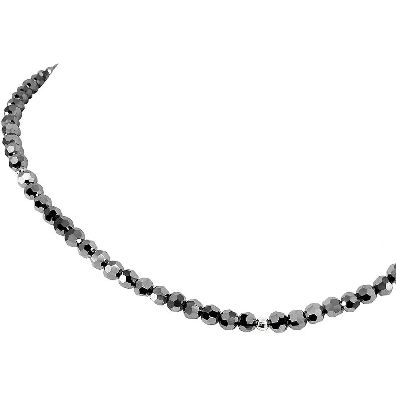 [ROYAL JEWELRY] ロイヤルジュエリー 4mm プラチナ pt850 ミラーカットリング ブラックダイヤモンドカラー ダークシルバー クリスタル ネックレス (42) 0