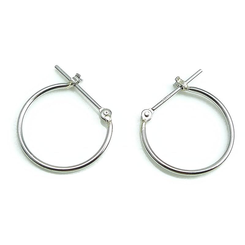 プラチナ Pt900 フープピアス 1mm x15mm 両耳分 1ペア レディース フープピアス (1x15mm両耳) 0