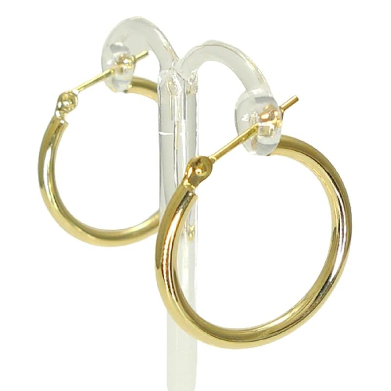 18金 フープ ピアス 幅2mm 外径20mm イエローゴールド 両耳 ペア 2個 レディース メンズ シンプル 0
