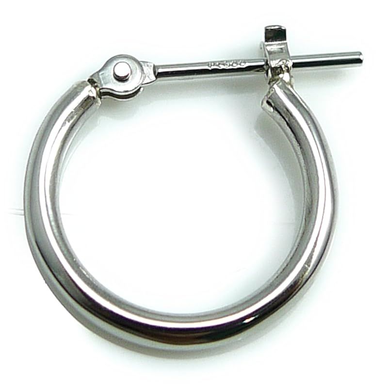 日本製 プラチナ Pt900 フープピアス 1.5mm x 13mm 片耳分0.5ペア シングル メンズ フープ リング ピアス (1.5x13mm片耳) 0