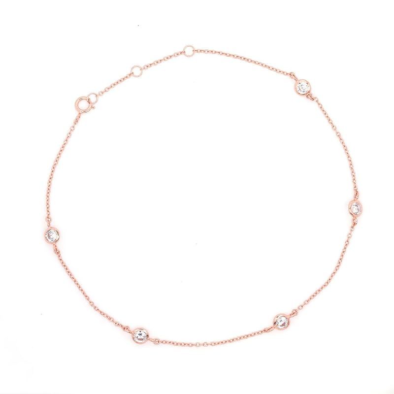 Gift from New York アンクレット レディース 18金 ピンクゴールド 加工 1.25ct ベゼル シルバー925 金属アレルギー対応 女性 プレゼント 0