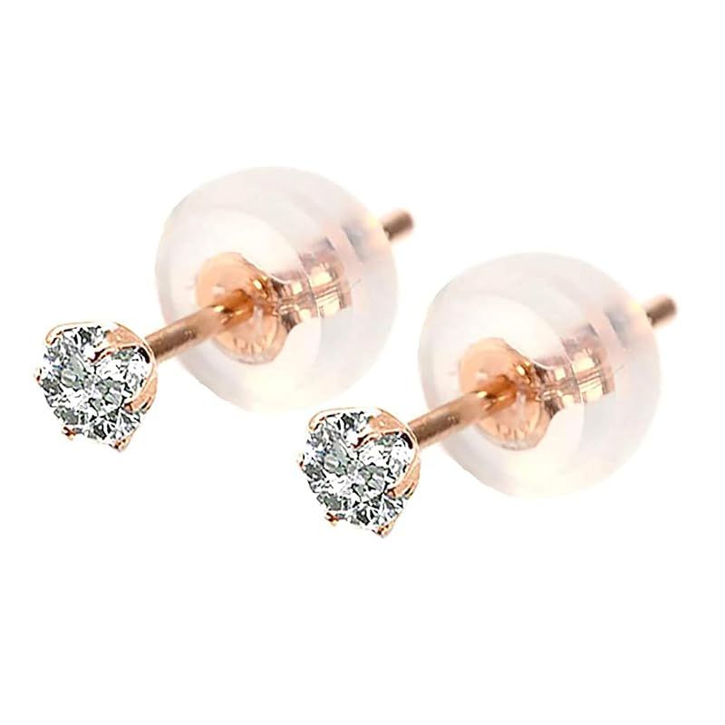 PLUSTER ダイヤモンド ピアス K18 金属アレルギー対応 (本物 0.20ct) 18金 ピンクゴールド ダイヤ 一粒 小さい (ギフトボックスセット)/ レディース メンズ ジュエリー アクセサリー 誕生日 クリスマス プレゼント 0