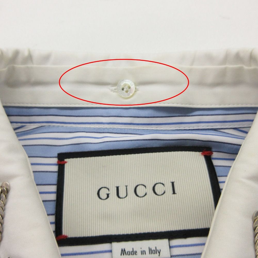GUCCI グッチ ワンピース スパンコール衿 ストライプ柄 シャツワンピ