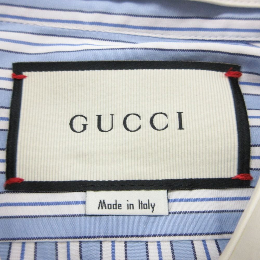 GUCCI グッチ ワンピース スパンコール衿 ストライプ柄 シャツワンピ