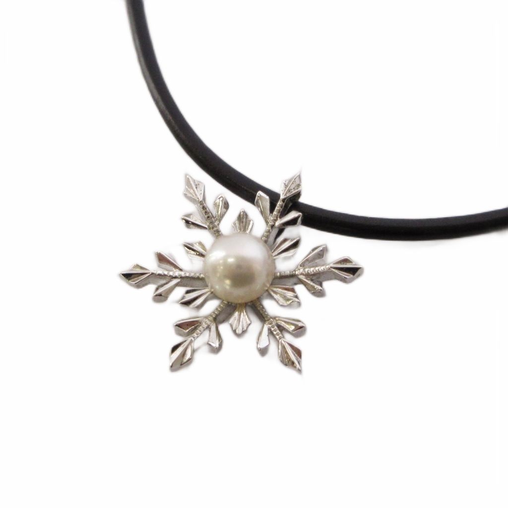 ミキモト MIKIMOTO ネックレス ペンダント 雪の結晶 パール SV925 