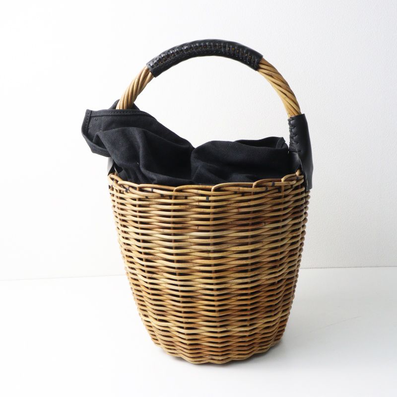美品 エバゴス ebagos ウィングラウンドバスケット ｜ナチュラル