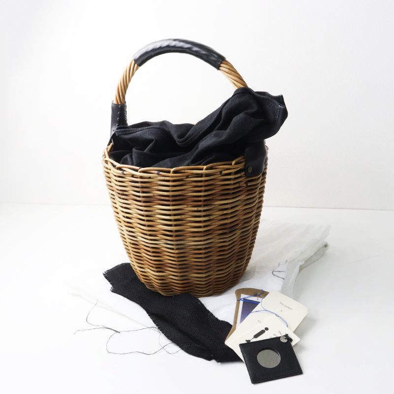 美品 エバゴス ebagos ウィングラウンドバスケット ｜ナチュラル