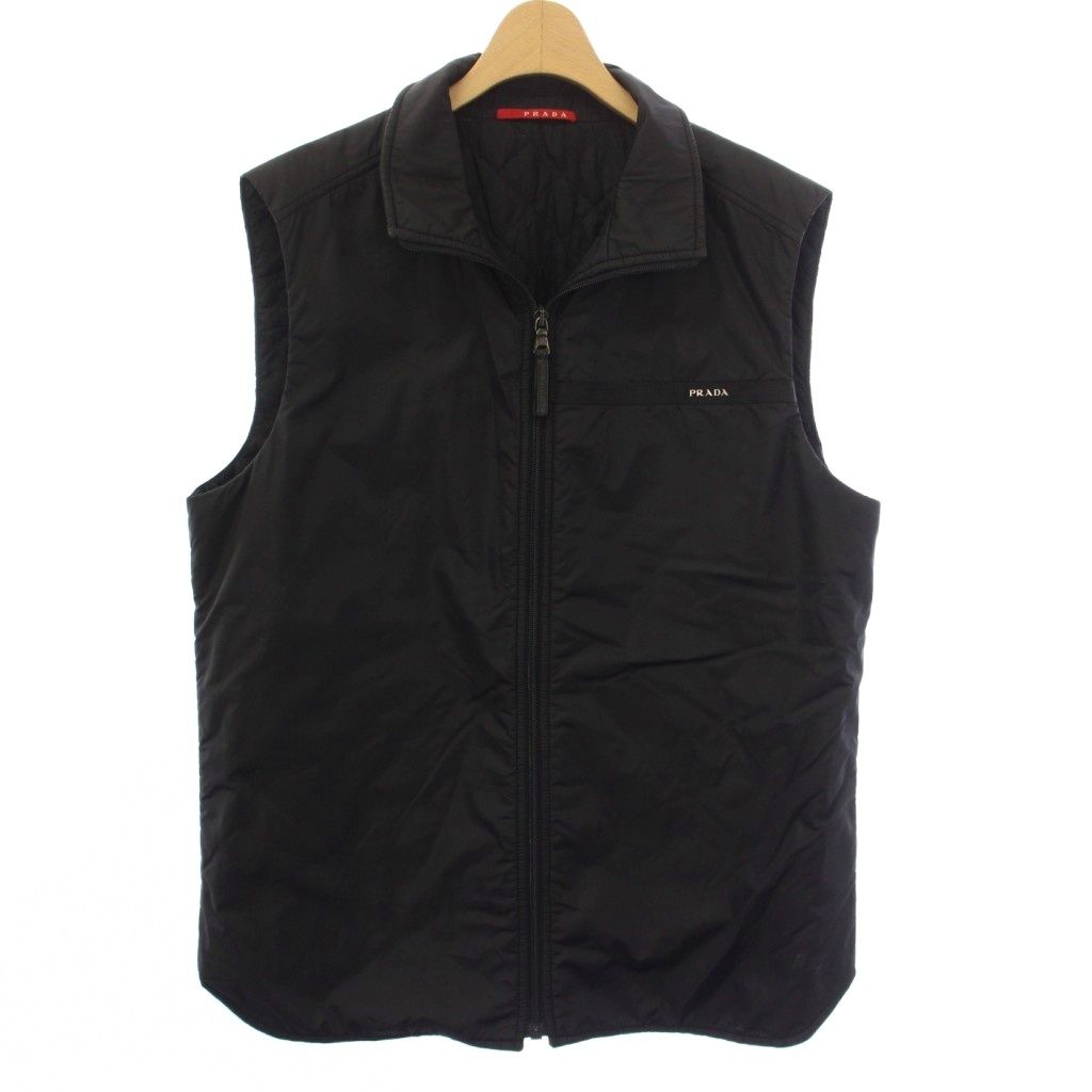 プラダ 2007年製 ナイロン 中綿ベスト ジレ ジップアップ M 黒 ブラック プラダ PRADA 2007年製 ナイロン 中綿ベスト ジレ ジップアップ M 黒
