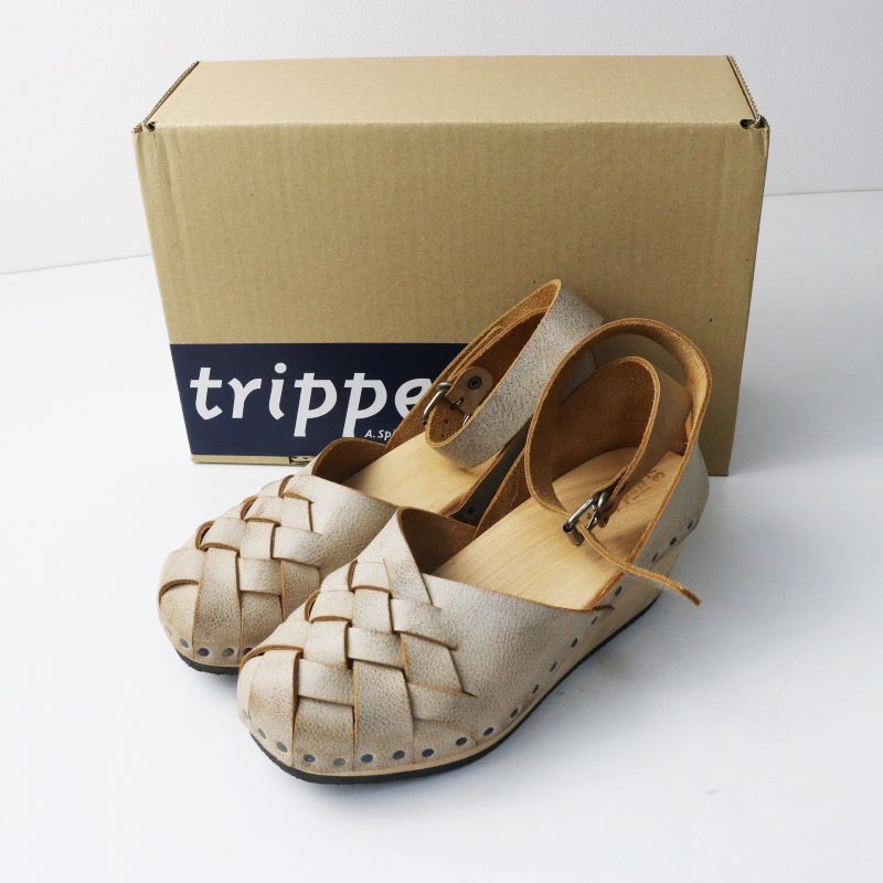 美品 トリッペン trippen Patsy レザーメッシュサンダル 37□ホワイト