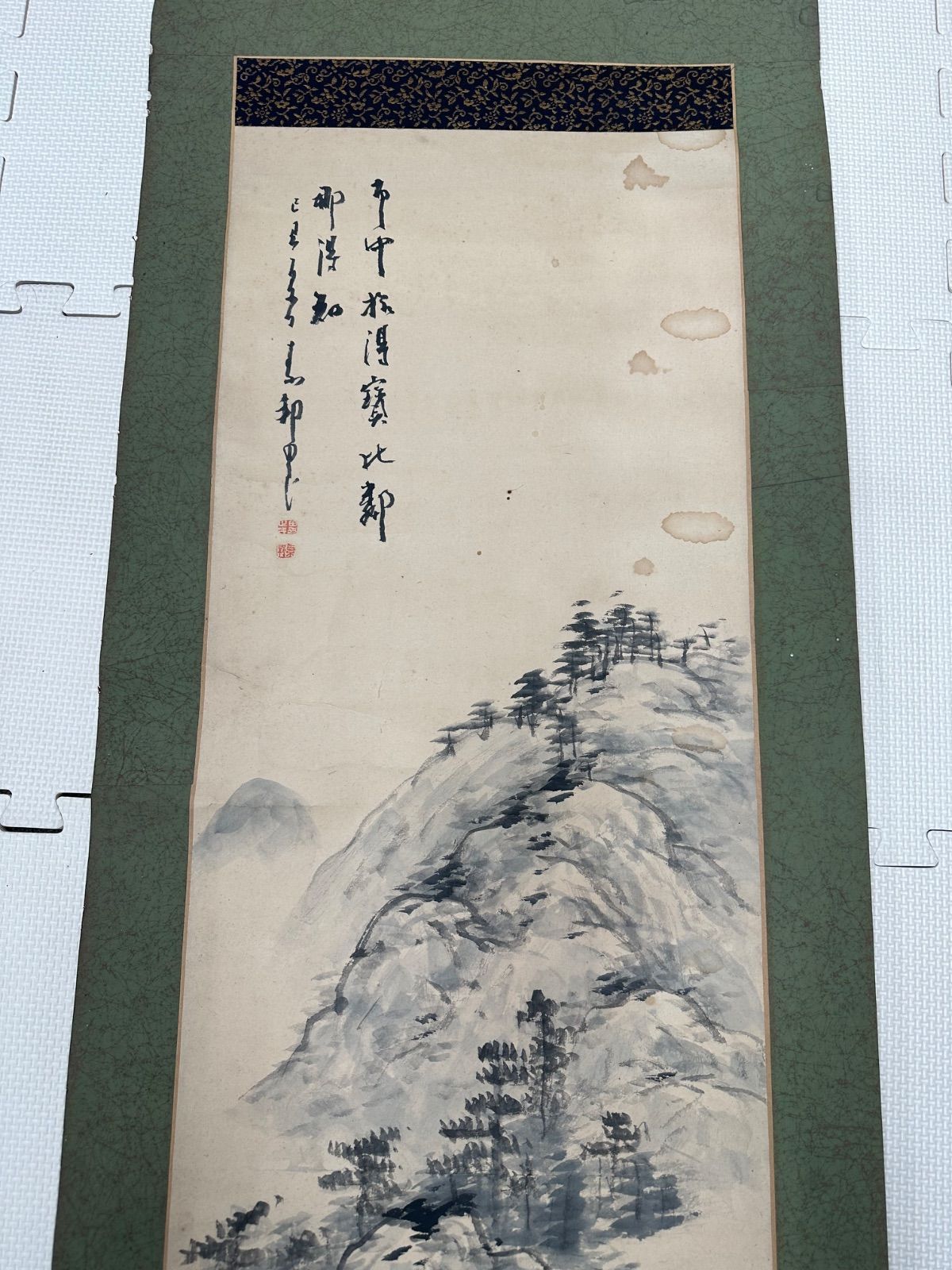 掛軸 山水画 水墨画 掛け軸 日本画 中国画 古美術 骨董品 - メルカリ