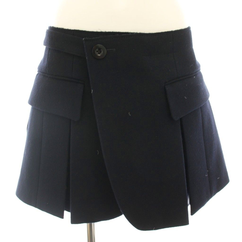 サカイ sacai ウールメルトンレイヤードショーツ Wool Melton Shorts キュロット ショートパンツ 2 紺 ネイビー 23-06763 /HN ■BM