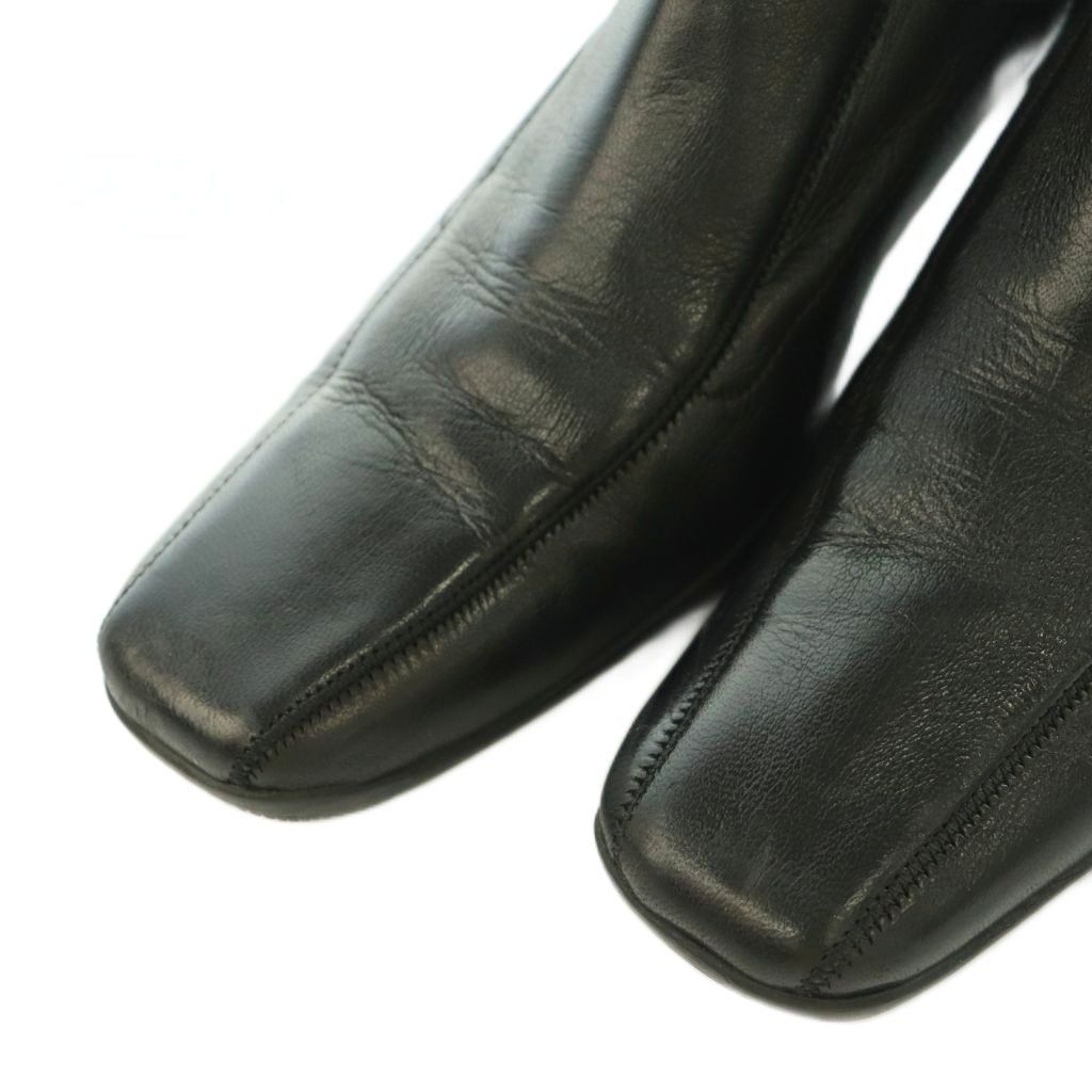 プラダ PRADA ロングブーツ スクエアトゥ チャンキーヒール レザー