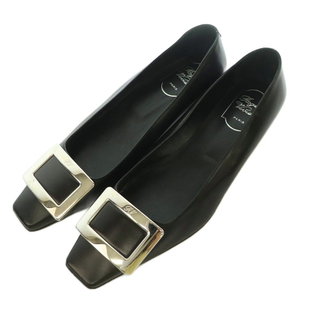 ロジェヴィヴィエ ROGER VIVIER スクエアバックル パンプス ローヒール