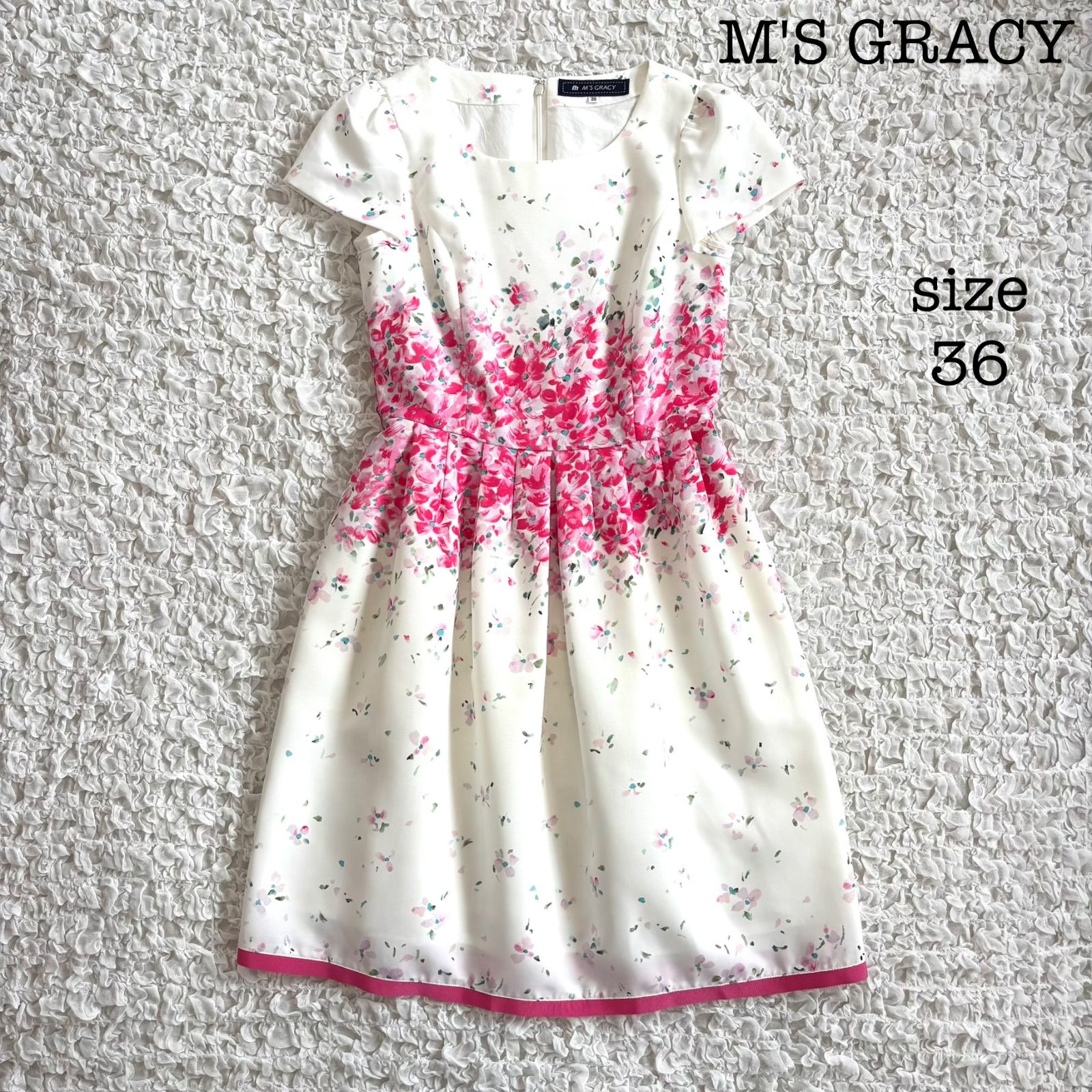 M'S GRACY エムズグレイシー フラワープリントワンピース ホワイト