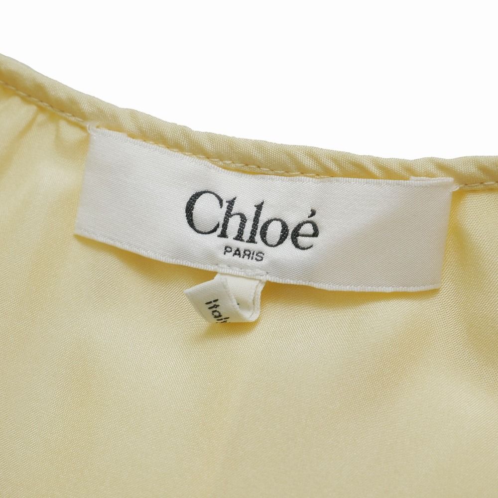 □美品□2025年製□Chloe クロエ V-neck ruffle top in silk habotai