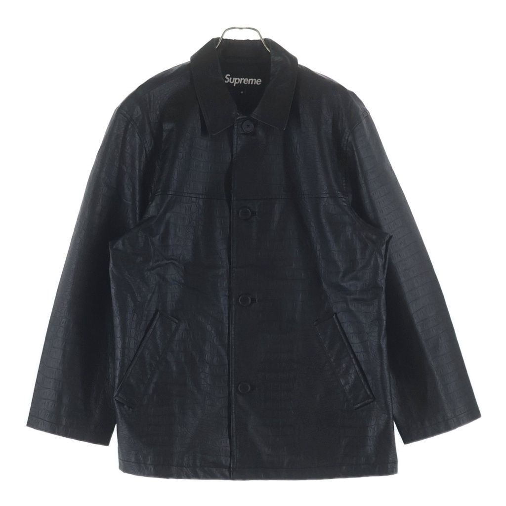 SUPREME シュプリーム 22SS Faux Croc Car Coat フェイククロコカーコート フェイクレザージャケット 型押し ブラック SUPREME (シュプリーム) 22SS Faux Croc Car Coat フェイククロコカー