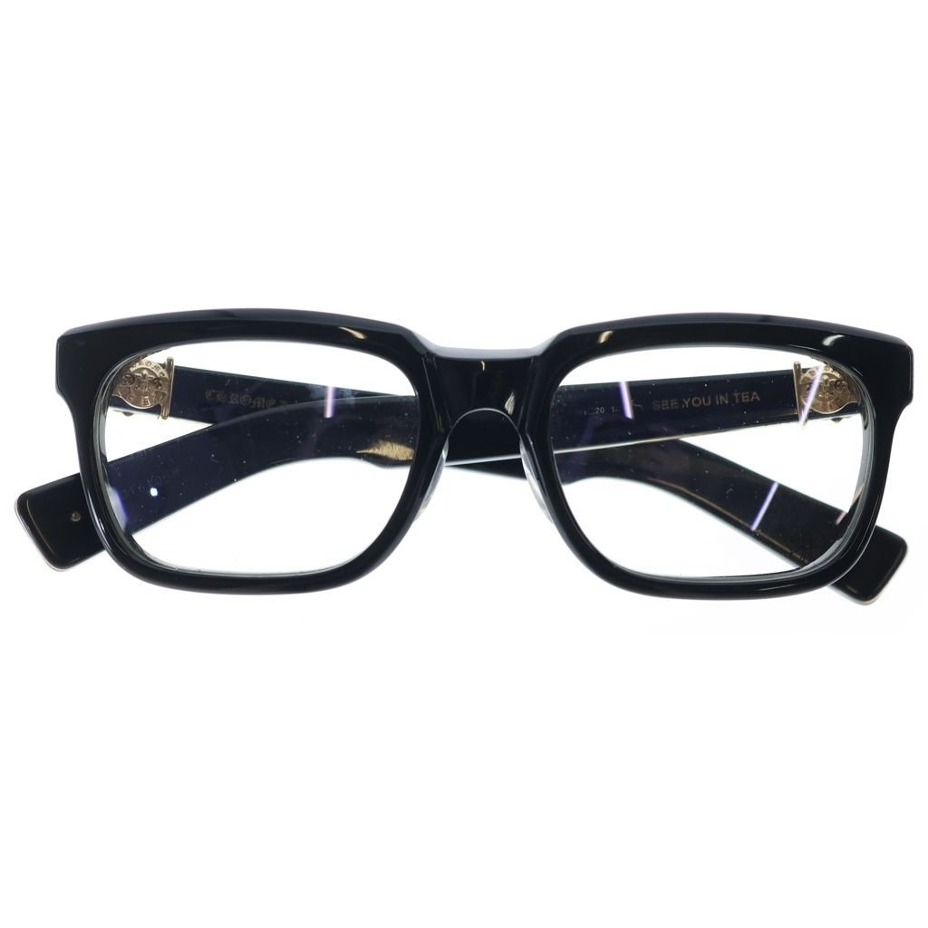 CHROME HEARTS (クロムハーツ) SEE YOU IN TEA BS フレアテンプルウェリントン型眼鏡 アイウェア ブラック/ゴールド