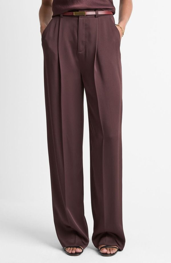 ヴィンス レディース ボトムス レギンス ワイドレッグ プリーツ パンツ Vince Wide Leg Pleated Pants Dark Fig