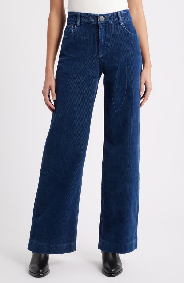 ウィットウィズダム レディース ボトムス レギンス ワイドレッグ コーデュロイ ハイウエスト パンツ Wit Wisdom Sam High Waist Wide Leg Corduroy Pants Washed Evening Blue ブルー