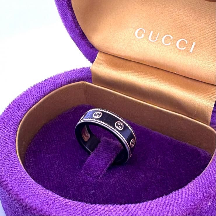 GUCCI インターロッキングG アイコン メタル リング Au750 16号 指輪