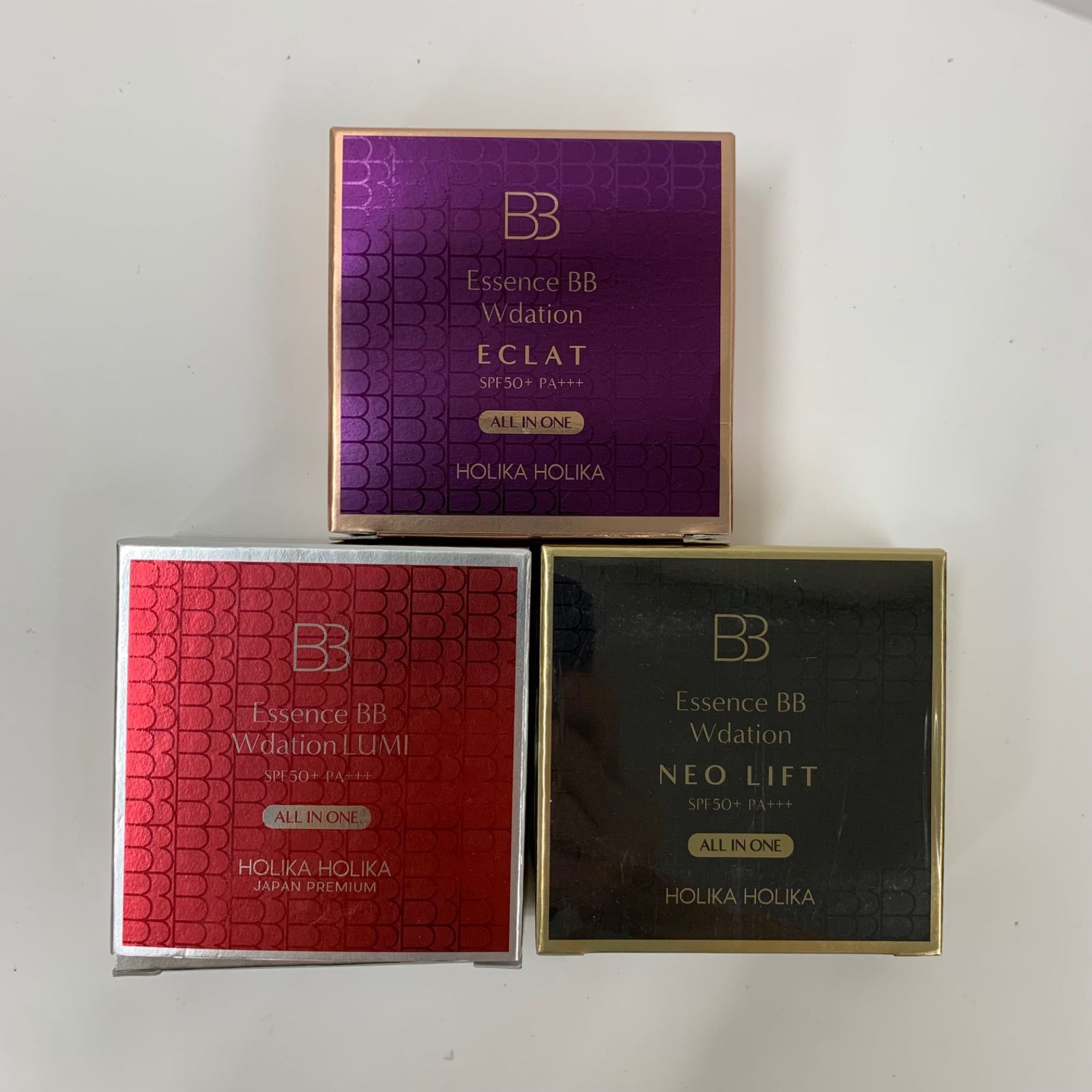 K3009 K Holika Holika ホリカホリカ エッセンスBB Wデーション ネオリフト / エクラ / ルミ 18g 計3点セット