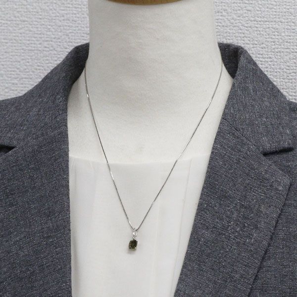 Pt900/ Pt850 スフェーン ダイヤモンド ペンダントネックレス 1.26ct 