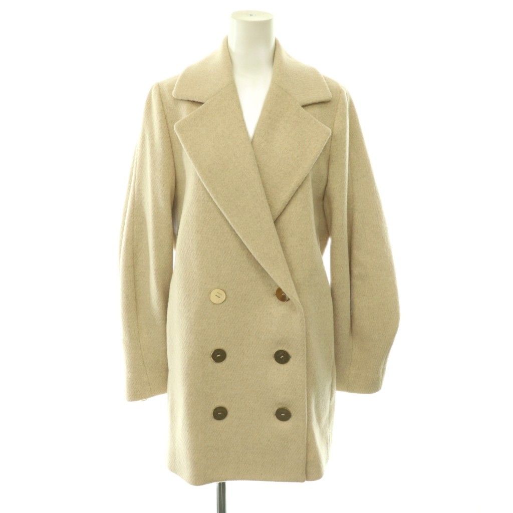 フォンデル VONDEL Twill P-Coat ピーコート ロゴボタン ウール ミドル丈 アウター 38 アイボリー /HS ■OS