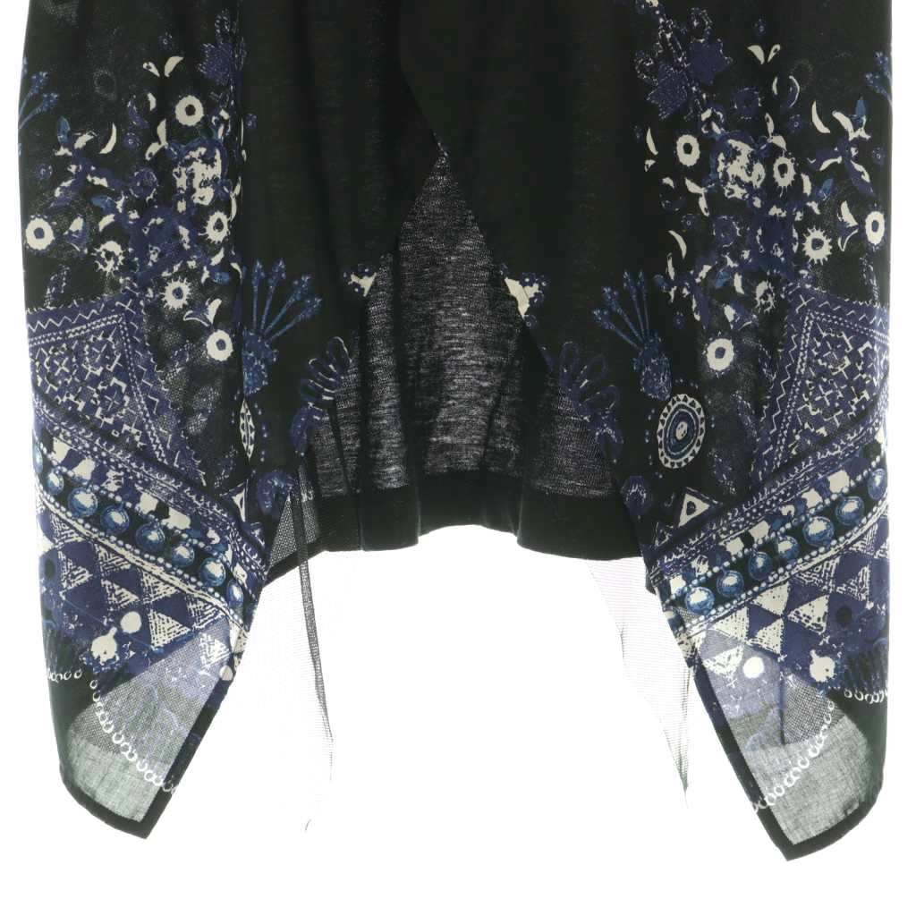 サカイ sacai カットソー ブラウス 柄 切替 リネン混 1 ブラック