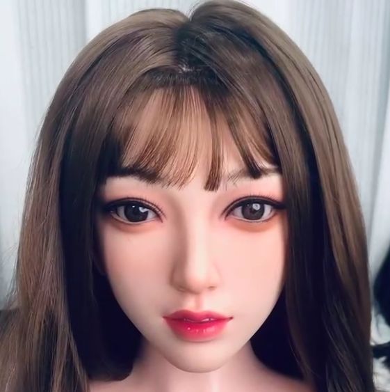 上品ソフトシリコン ヘッド　頭部単品　眼球選べる　リアルガール頭　髪と眉毛、まつ毛も植毛　リアル口腔 舌歯　 M16 等身大ドール用頭　撮影　 鑑賞用 水洗い可能　マネキンパーツ　リアルドール