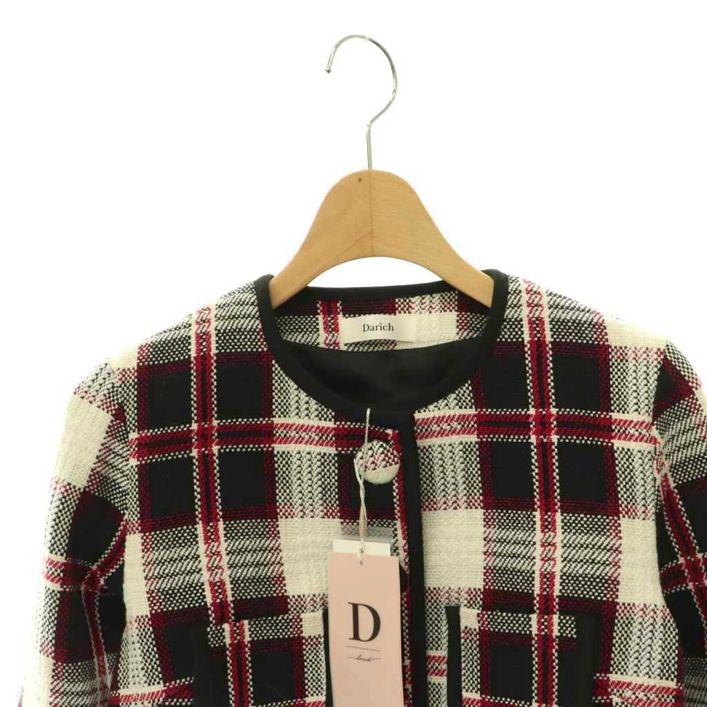 ダーリッチ Darich チェックツイードショートジャケット ノーカラー F