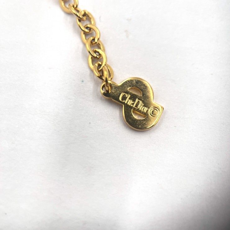 美品 ヴィンテージ Dior ネックレス エナメル ラインストーン ゴールド Christian Dior（クリスチャンディオール） ヴィンテージ ロゴ