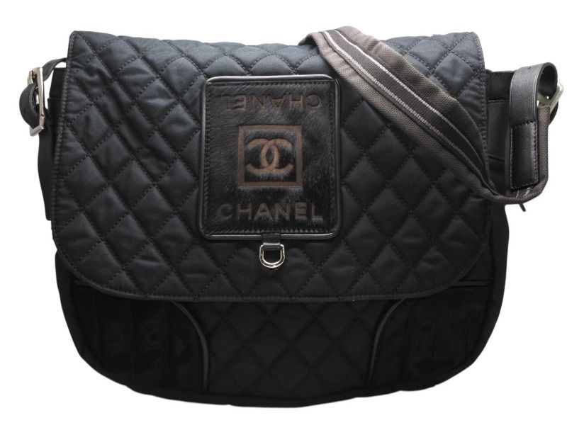新品同様 CHANEL シャネル メッセンジャーバッグ ショルダーバッグ ハラコ スポーツライン 10番台 ブラック 中古 4b013005