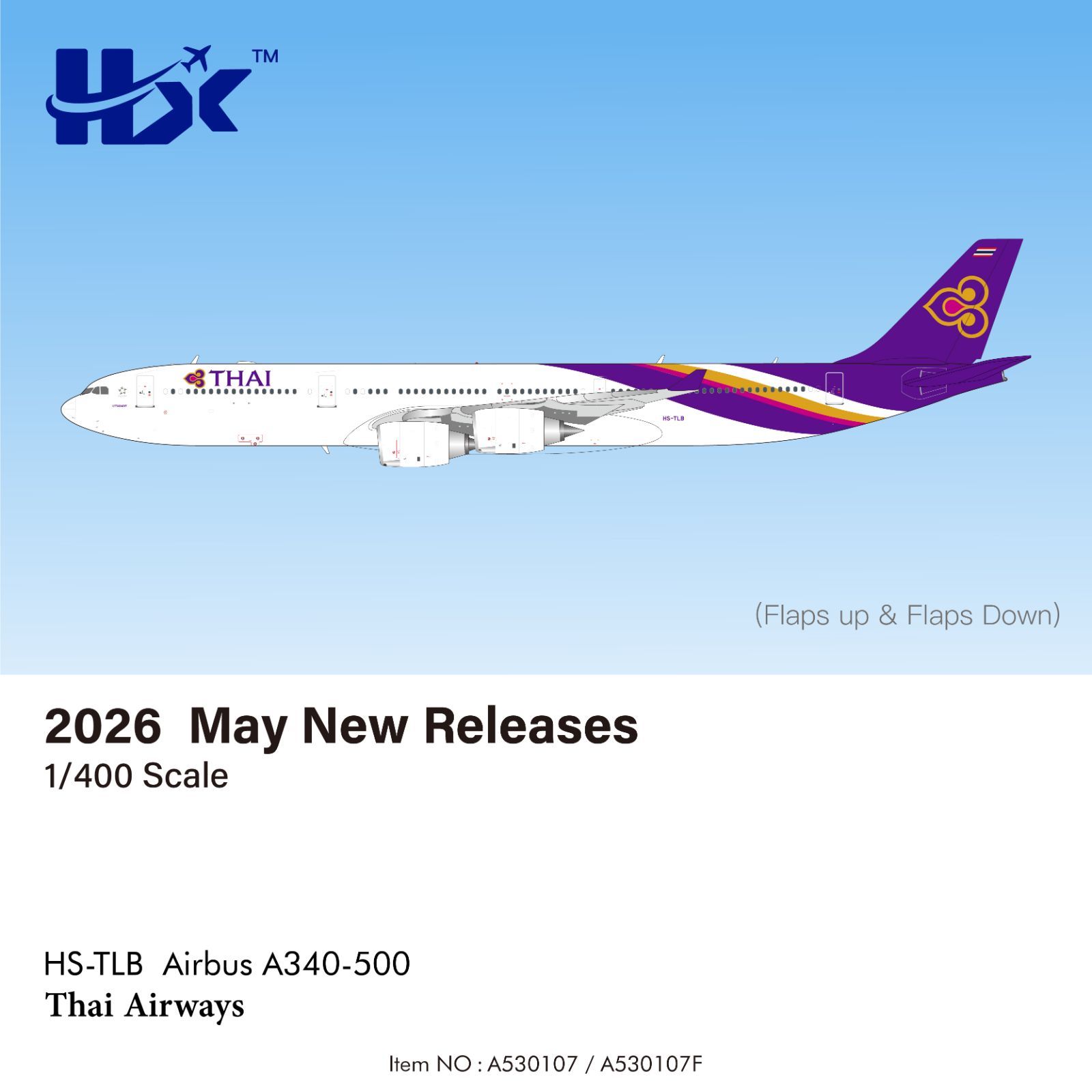 HX Models タイ国際航空 A340-500 HS-TLB 1/400 A530107(通常版)