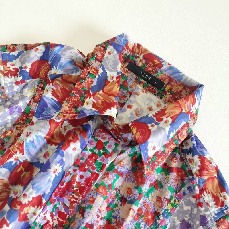 ETRO エトロ ドレスシャツ 長袖 花柄 総柄 ストレッチ フローラル