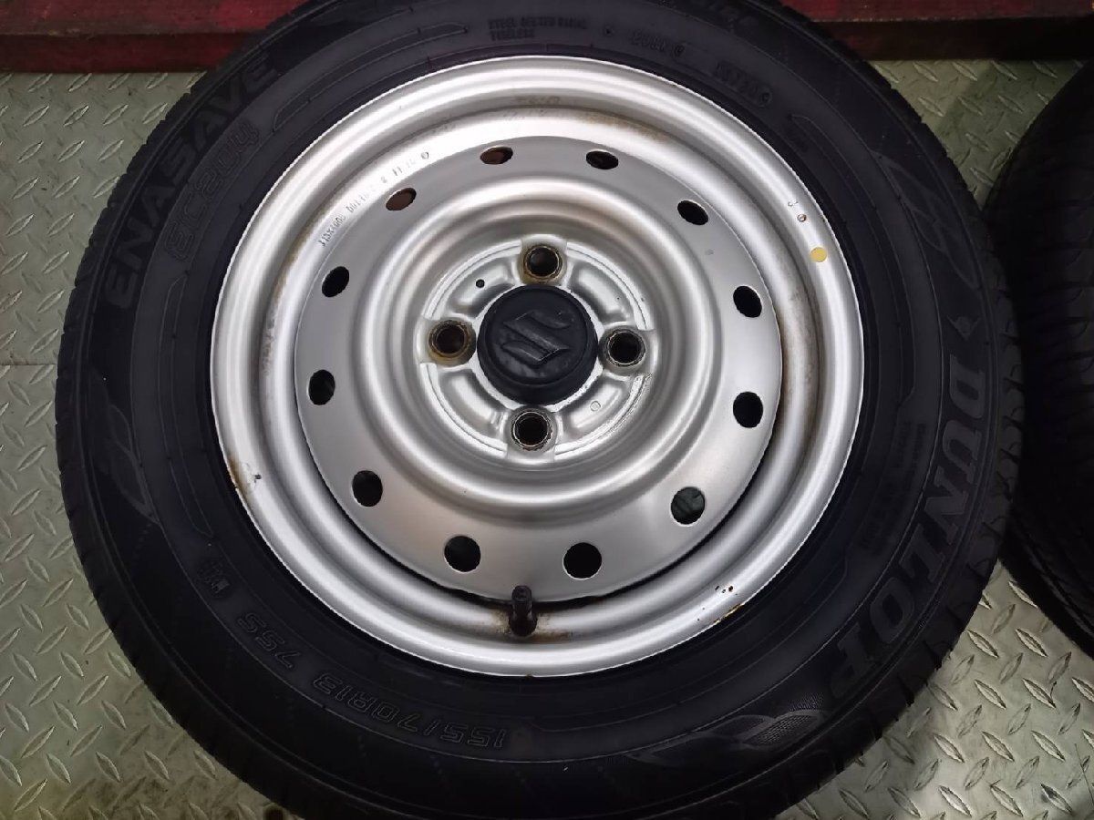 良品155/70R13夏タイヤ スズキ純正アルミにブリヂストン エブリィワゴンR DUNLOP ENASAVE EC204 155/70R13】夏タイヤ【スズキ エブリイワゴン