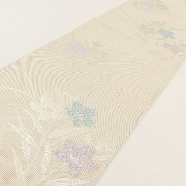 百華❀Y5043◆美品未着用 正絹 夏着物 桔梗 絽 夏袋帯